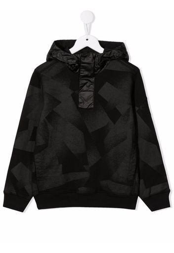 Stone Island Junior geometric-print cotton hoodie - Schwarz