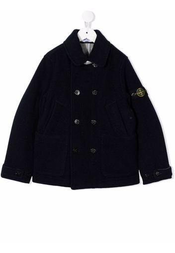 Stone Island Junior logo-patch wool-blend jacket - Blau