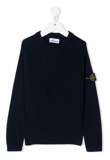 Stone Island Junior logo-patch sleeve jumper - Blau