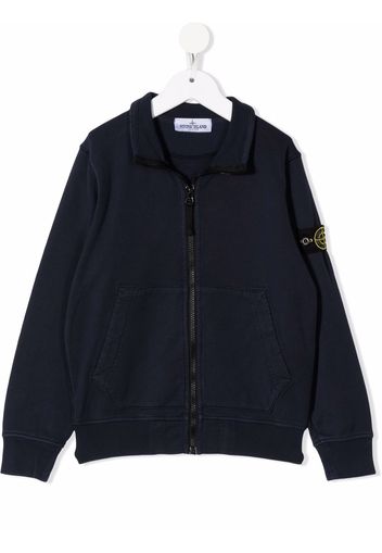 Stone Island Junior logo patch zip-up sweatshirt - Blau