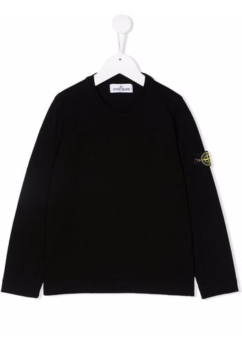 Stone Island Junior logo-patch crew neck sweatshirt - Schwarz