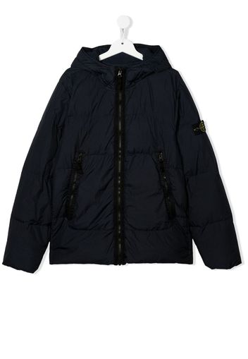 Stone Island Junior TEEN logo-patch padded coat - Blau