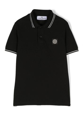 Stone Island Junior Compass-patch tipped polo shirt - Schwarz