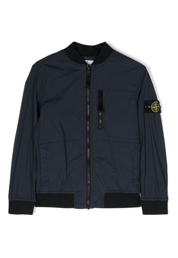 Stone Island Junior logo-patch zip-up bomber jacket - Blau