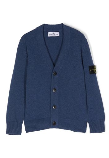 Stone Island Junior Compass-patch button-up cardigan - Blau