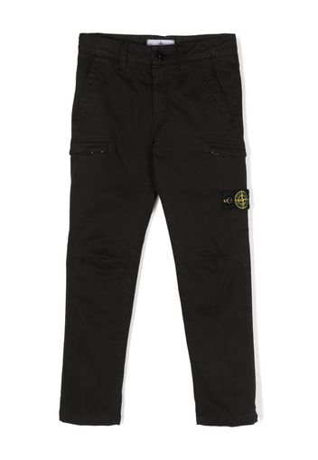 Stone Island Junior Compass-motif cotton trousers - Schwarz