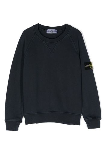 Stone Island Junior logo-patch cotton sweatshirt - Blau