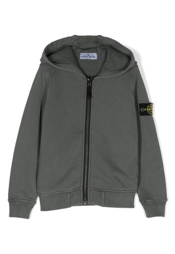 Stone Island Junior logo-patch cotton hoodie - Grau