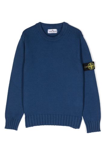 Stone Island Junior Compass-logo cotton-blend jumper - Blau