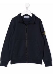 Stone Island Junior logo patch zip-up sweatshirt - Blau