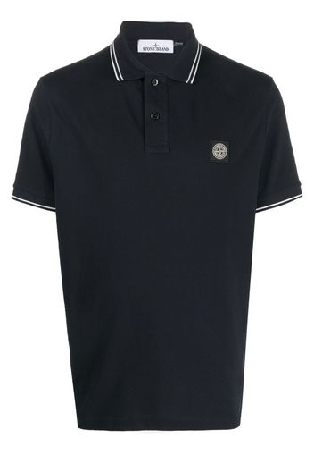 Stone Island Compass-patch tipped polo shirt - Blau