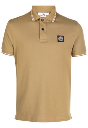 Stone Island logo-patch polo shirt - Braun