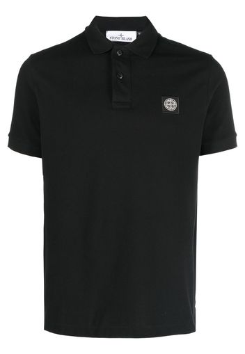 Stone Island Compass logo-embroidered cotton polo shirt - Schwarz