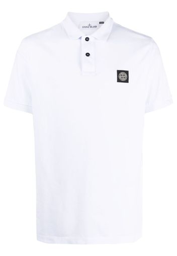 Stone Island Pikee-Poloshirt mit Kompass-Patch - Weiß