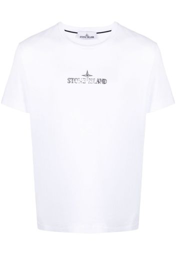 Stone Island T-Shirt mit Logo-Print - Weiß