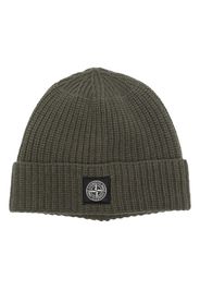 Stone Island logo-patch ribbed beanie - Grün