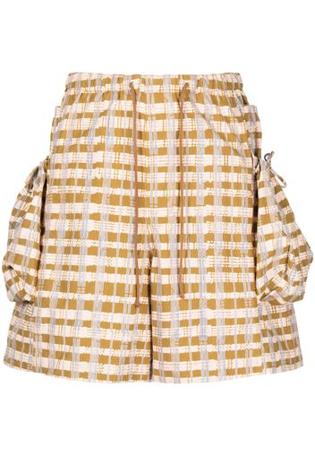 STORY mfg. Salt checked drawstring shorts - Braun