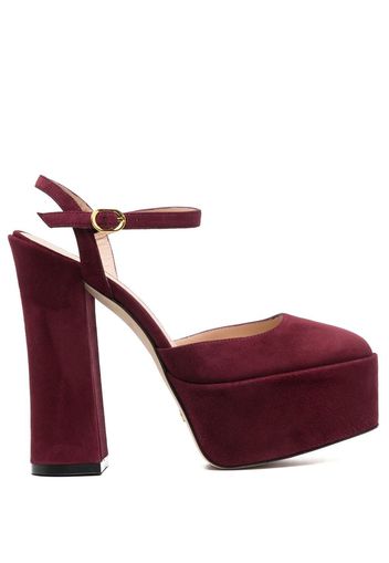 Stuart Weitzman square-toe 115mm suede platform pumps - Rot