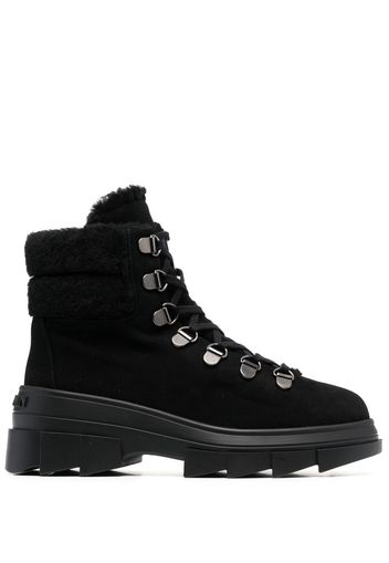 Stuart Weitzman Noho Hiker Schnürstiefel mit Shearling - Schwarz