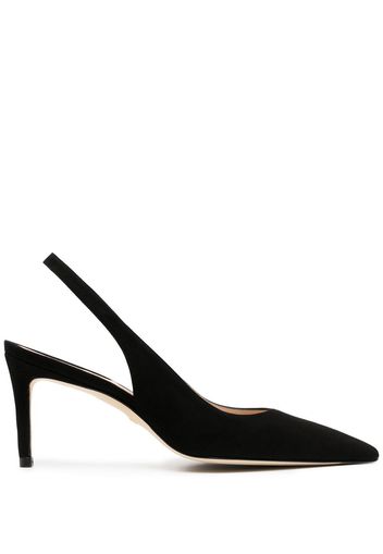 Stuart Weitzman pointed 75mm suede slingback pumps - Schwarz