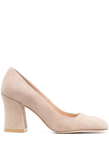 Stuart Weitzman square-toe 75mm suede pumps - Nude