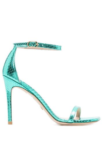 Stuart Weitzman 100mm snakeskin-effect stiletto sandals - Blau