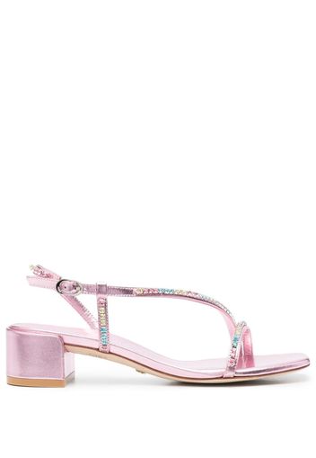 Stuart Weitzman 45mm rhinestone leather sandals - Rosa