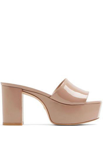 Stuart Weitzman 95mm open-toe leather mules - Nude