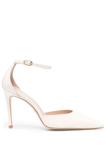 Stuart Weitzman 100mm patent-leather pointed pumps - Nude