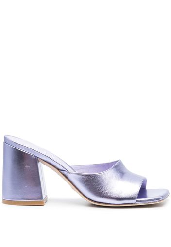 Stuart Weitzman Tia 85mm metallic-finish mules - Violett