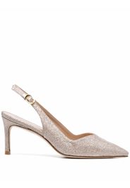 Stuart Weitzman Edith glitter pointed-toe pumps - Nude