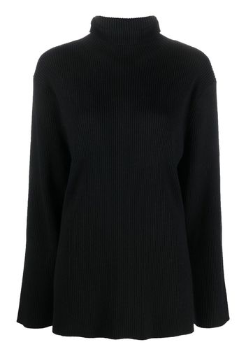 Studio Nicholson roll neck ribbed jumper - Schwarz