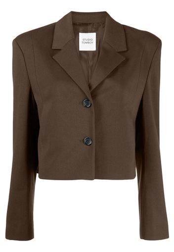 STUDIO TOMBOY single-breasted cropped blazer - Braun