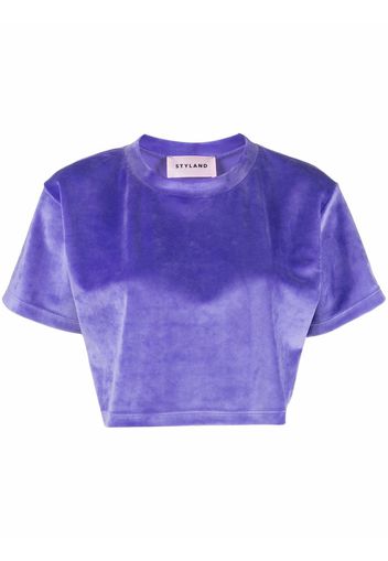 Styland velvet-effect cropped T-shirt - Violett