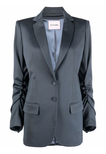 Styland gathered-sleeve single-breasted blazer - Grau