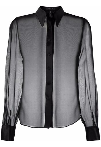 Styland sheer long-sleeve shirt - Schwarz