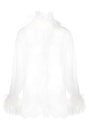 Styland ostrich feather trim blouse - Weiß