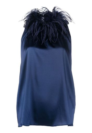 Styland feather-trim sleeveless blouse - Blau