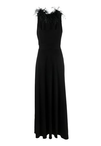 Styland feather-trim sleeveless gown - Schwarz