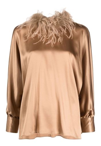 STYLAND ostrich feather blouse - Nude