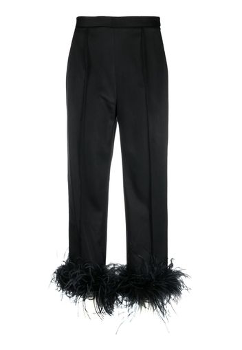 STYLAND feather-trim cropped trousers - Schwarz