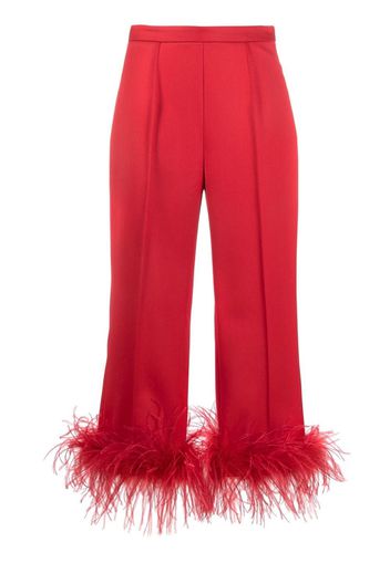 STYLAND feather-trimmed high-waisted trousers - Rot