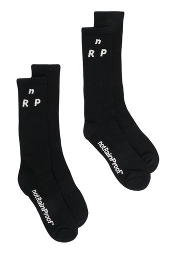 STYLAND intarsia-knit logo socks - Schwarz