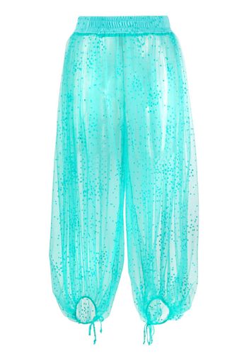 STYLAND star-embroidered tulle cropped trousers - Blau