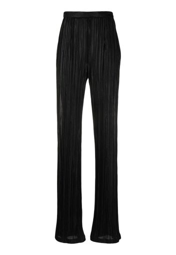 STYLAND pleated satin straight trousers - Schwarz