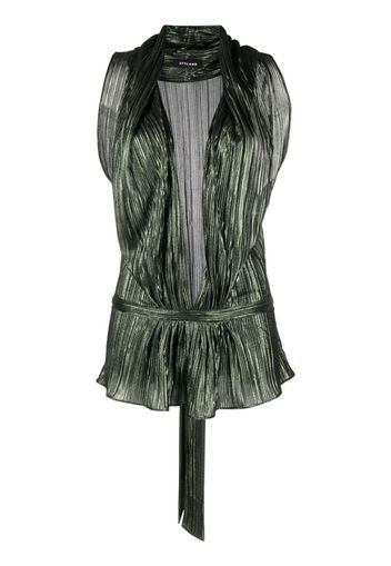 STYLAND metallic-effect pleated tank top - Grün