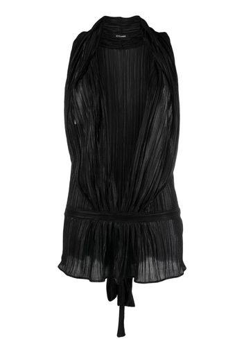 STYLAND metallic-effect pleated tank top - Schwarz