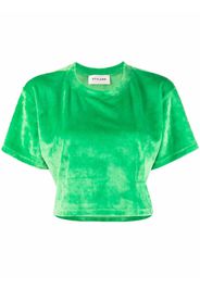 Styland velvet-effect cropped T-shirt - Grün