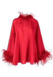 STYLAND feather-trimmed long-sleeved minidress - Rot