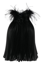 STYLAND feathered-collar pleated top - Schwarz